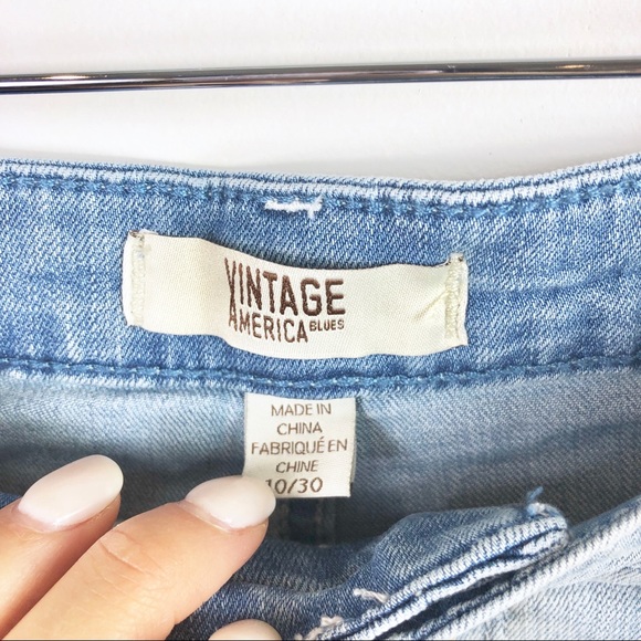 Vintage America Blues Jean Skirt Ruffle Mini SZ 10 - Picture 4 of 6